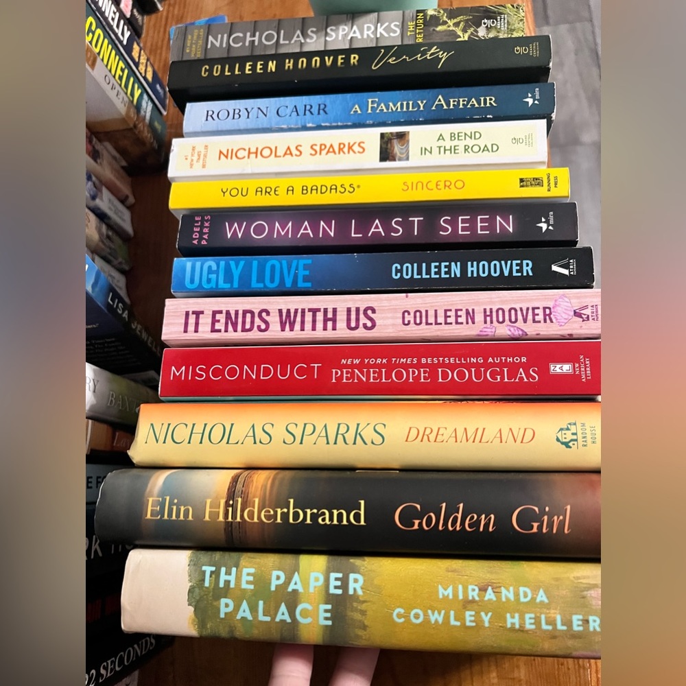 Books- Colleen Hoover, Nicholas Sparks, Elin Hilderbrant and more